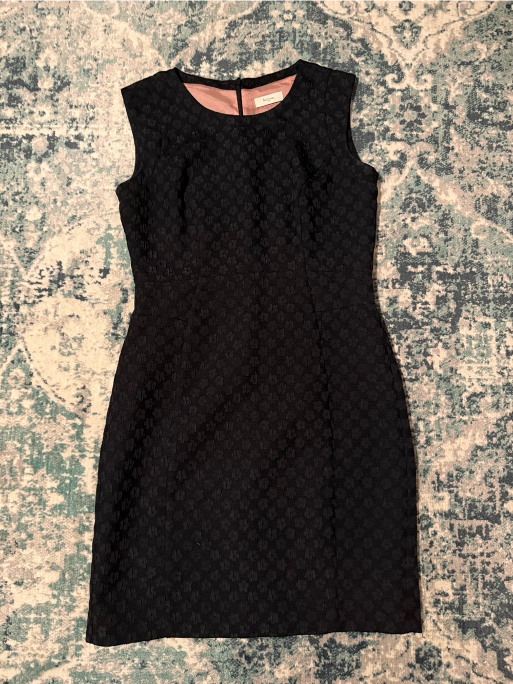 $895 Paul Smith Women Black Floral Jacquard LBD Size IT 44/US 8